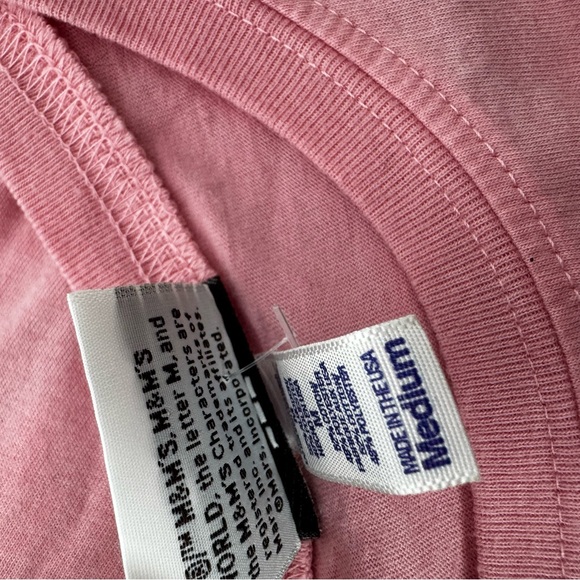 M&mβs world tee shirt pink rhinestone bling crystals yellow pink rare collectors - Picture 6 of 8